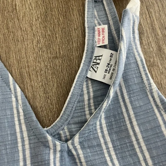 Zara Chic Blue and White Striped Kids Dress - Picture 6 of 7